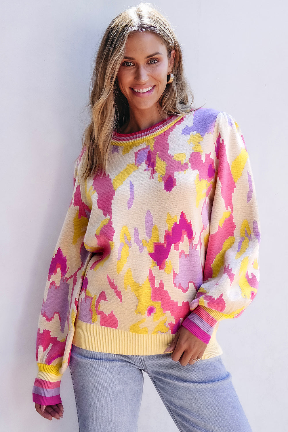 Aria Colorblock Balloon Sleeve Sweater