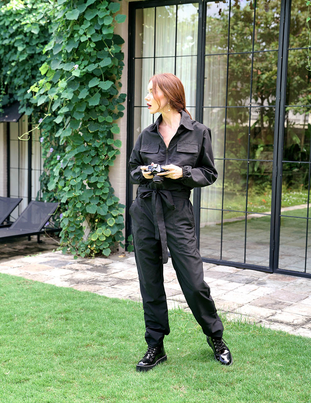 The Amelia Recycled Travel Jumpsuit in Black