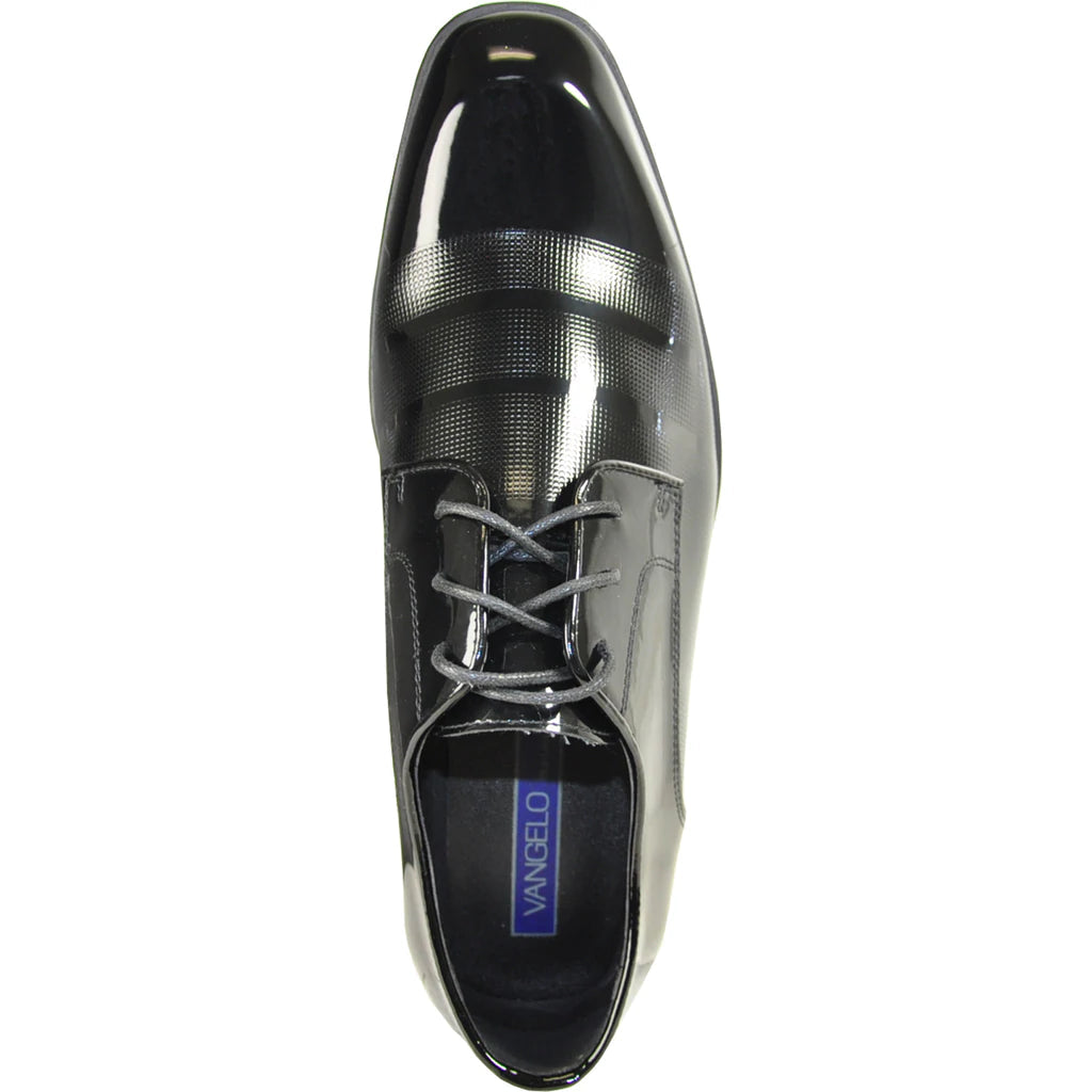 Black shiny dress shoe on a white background