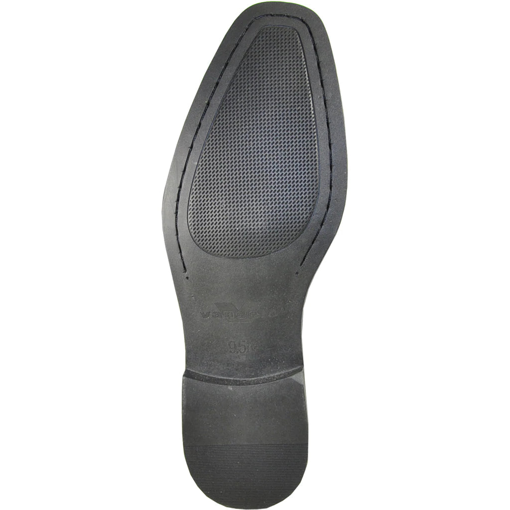 Black shoe sole with textured pattern on a white background
