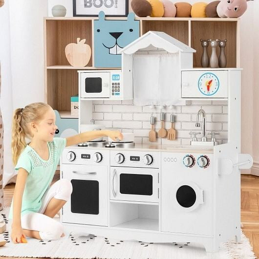 Wooden Kids Kitchen with Washing Machine-1